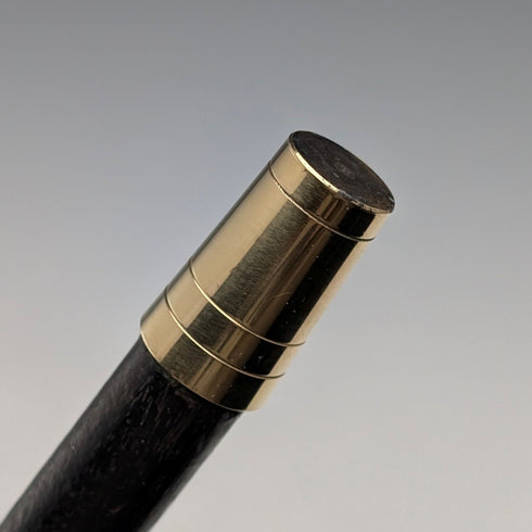 1912 British antique black shaft, curved handle, pure silver decoration, walking stick, 90cm, J Howell & Co.